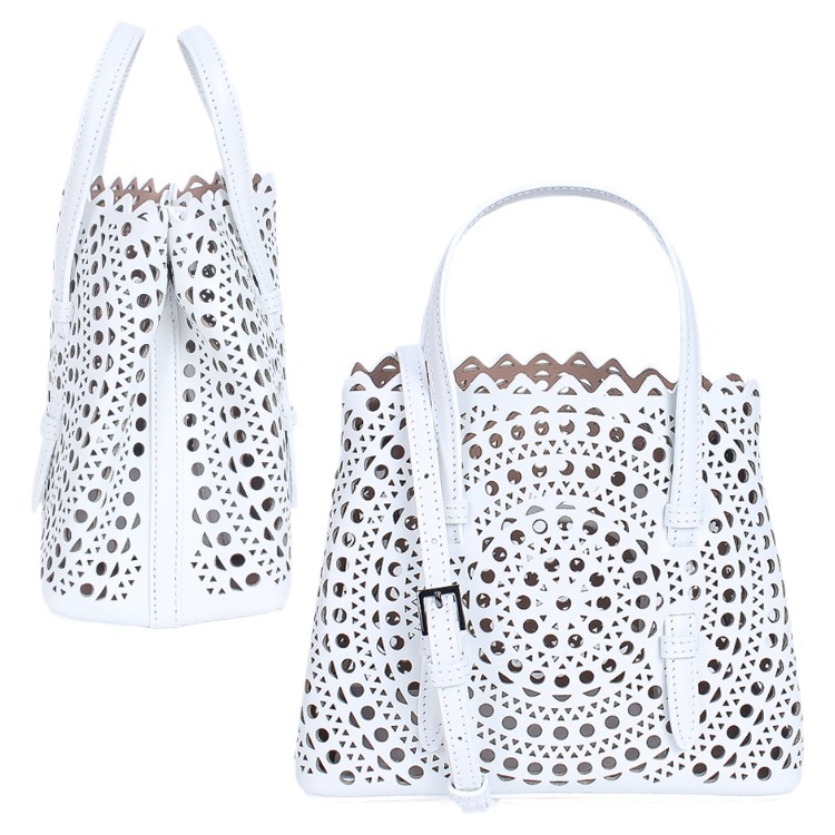 ALAIA☆24SS MINA 20 XS 2WAY パンチング トートバッグ WHITE