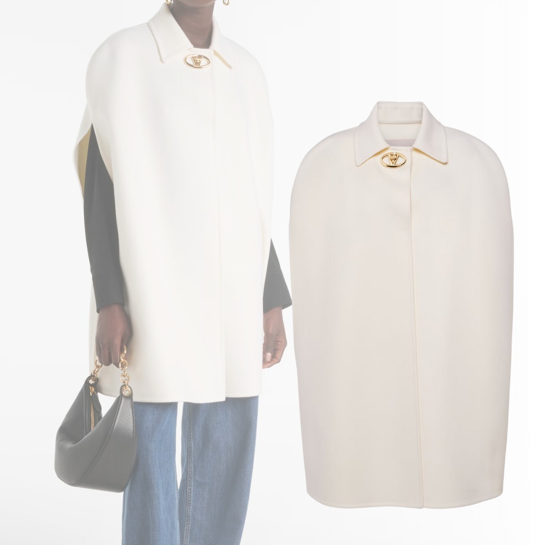 【VALENTINO】新作 Vロゴ ウール カシミア ケープ 送料込