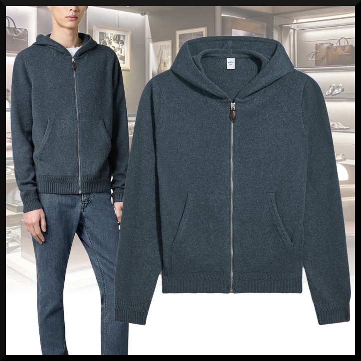 【BERLUTI】クラシック カシミヤ ジップアップ パーカー