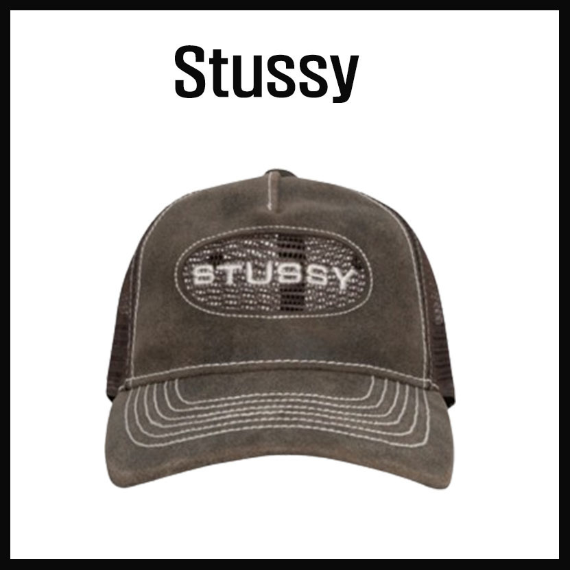 人気 ☆STUSSY☆ LOW PRO TRUCKER CUT-OUT LEATHER SNAPBACK