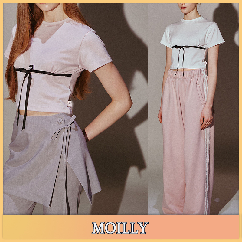 【MOILLY】STAYC Sieun着用★リボン シャーリング トップ