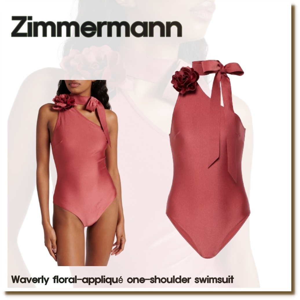 ■Zimmermann フローラル アップリケ ワンショルダー 水着
