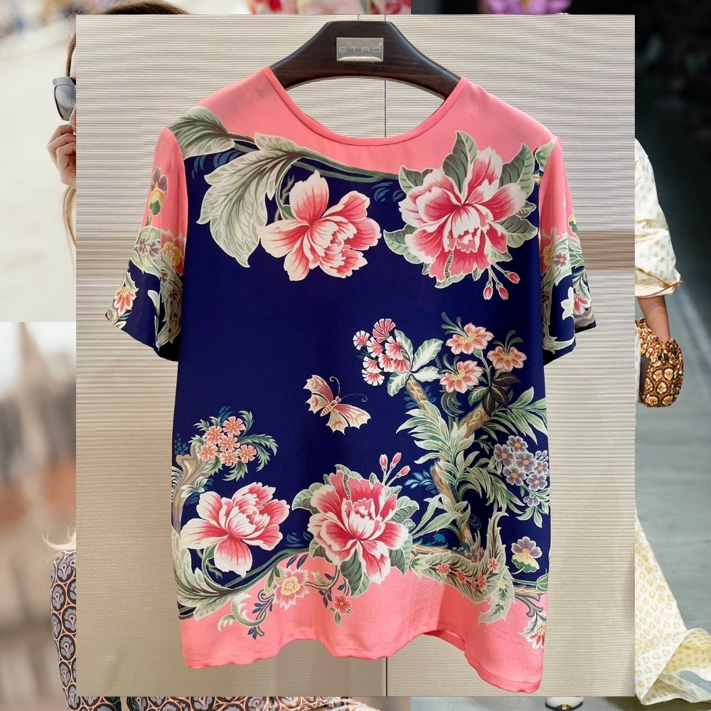 関税込 エトロ Tシャツ 花柄エンジニアード柄 上品 日本未入荷