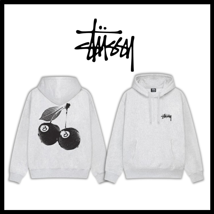 送料・関税込★STUSSY★CHERRIES HOODIE★パーカー★Ash Heather