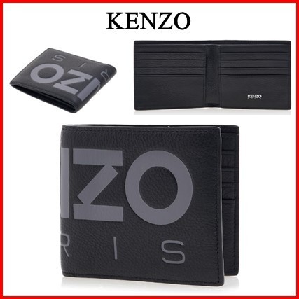 【関税込み】 ☆KENZO☆ ロゴ レザー 二つ折り 折りたたみ財布