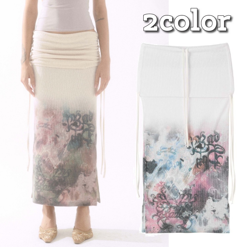 BADEE★韓国★人気★Two-Way Shirring Skirt 2色