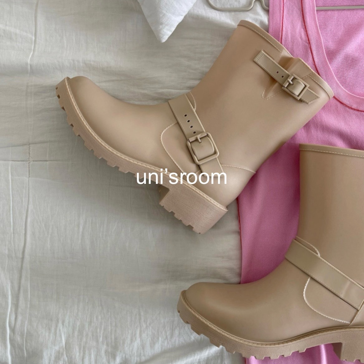 uni's room■2color ベルトミディレインブーツ SS-SS24-77