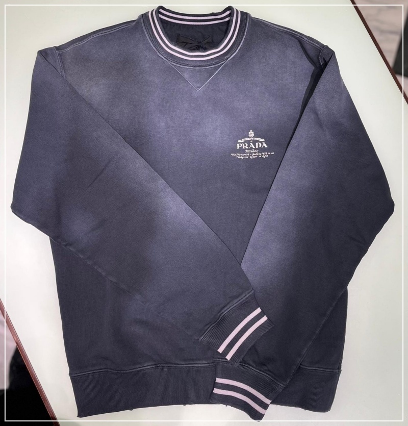 【大注目】PRADA◆コットン 長袖スウェット 色褪せ加工 ロゴ