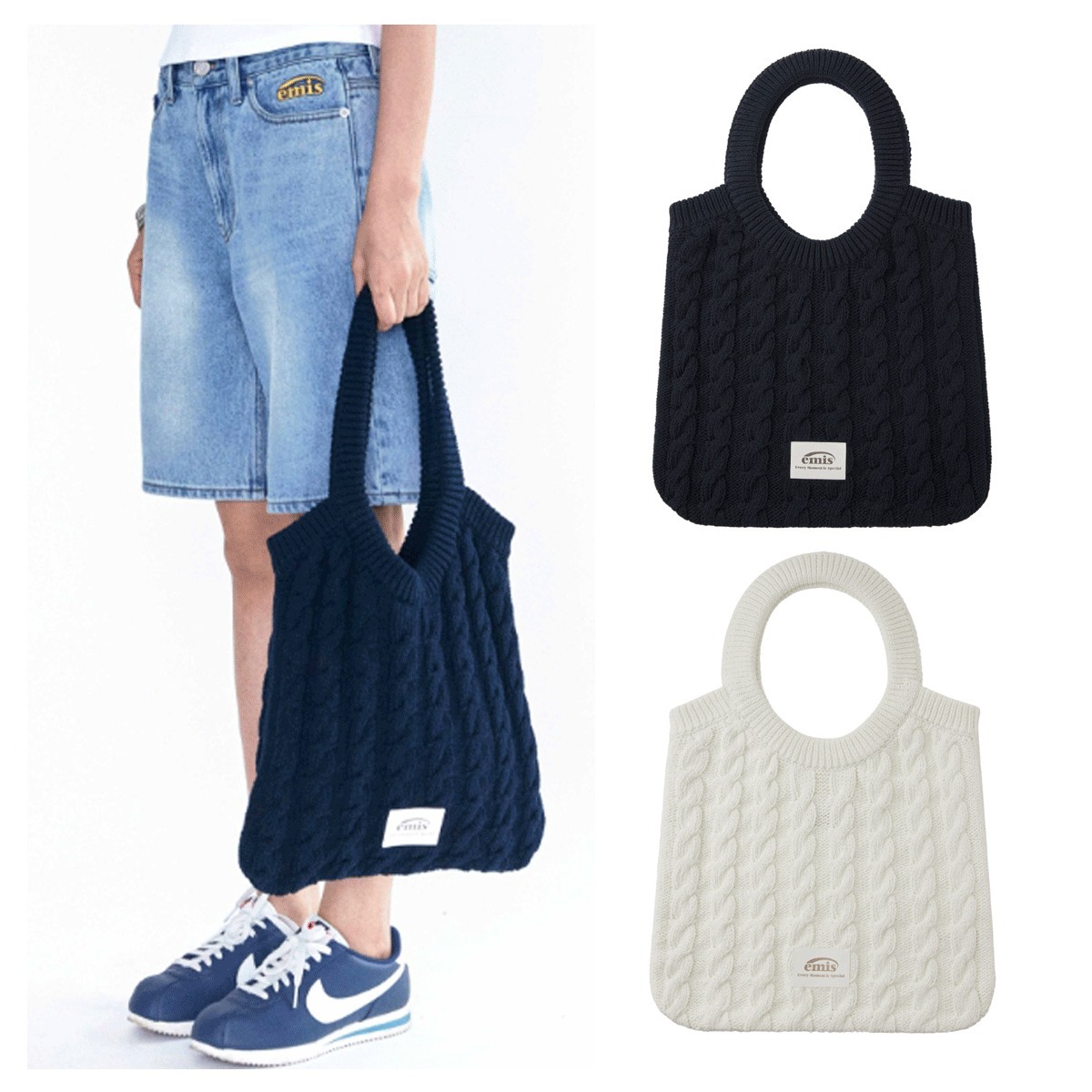 トートバッグ EMIS CABLE COTTON KNIT BAG 4BFK724