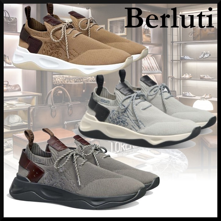 【BERLUTI 】シャドウ ニット＆レザースニーカー