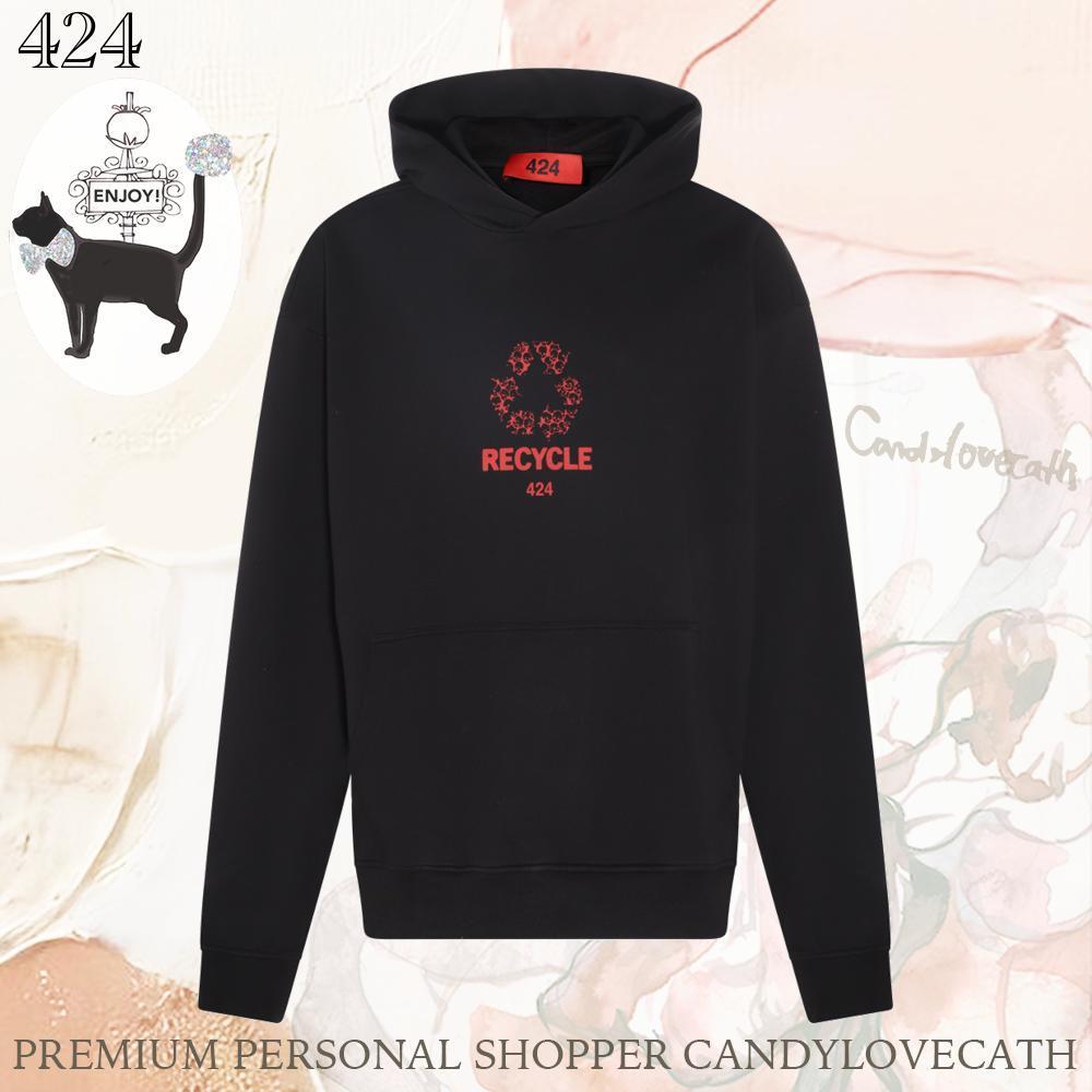 424 BLACK RED コットン混 スウェット
