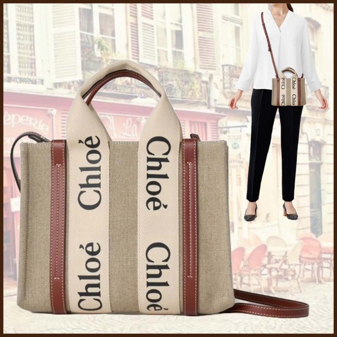 Chloe お洒落 ウッディ 3WAY 人気 トートバッグ 上品 ロゴ WOODY