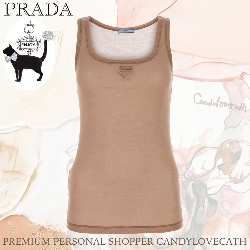 Tシャツ・カットソー PRADA Powder Pink Silk Tank Top