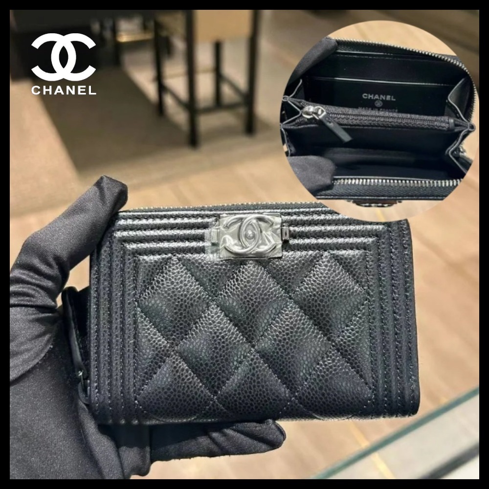 【ブラックでかっこよく♪】CHANEL 折りたた財布
