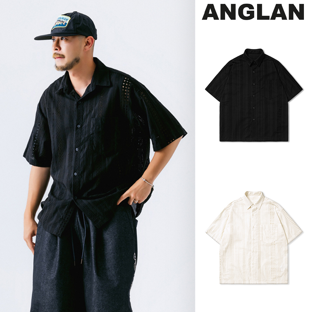 【ANGLAN】Ethnic Punching Half Shirt