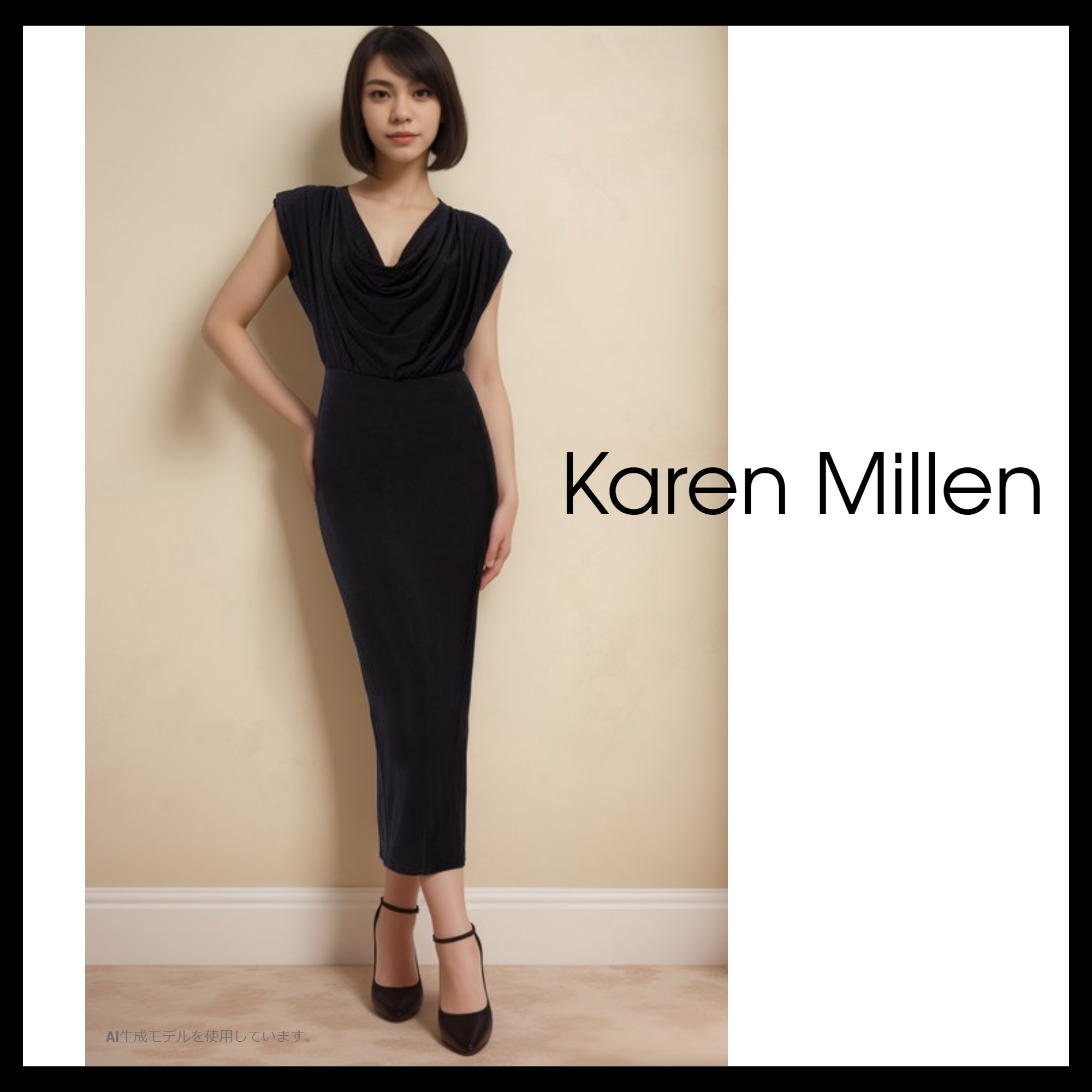 【Karen Millen】英国発 カウルネック ジャージー マキシドレス