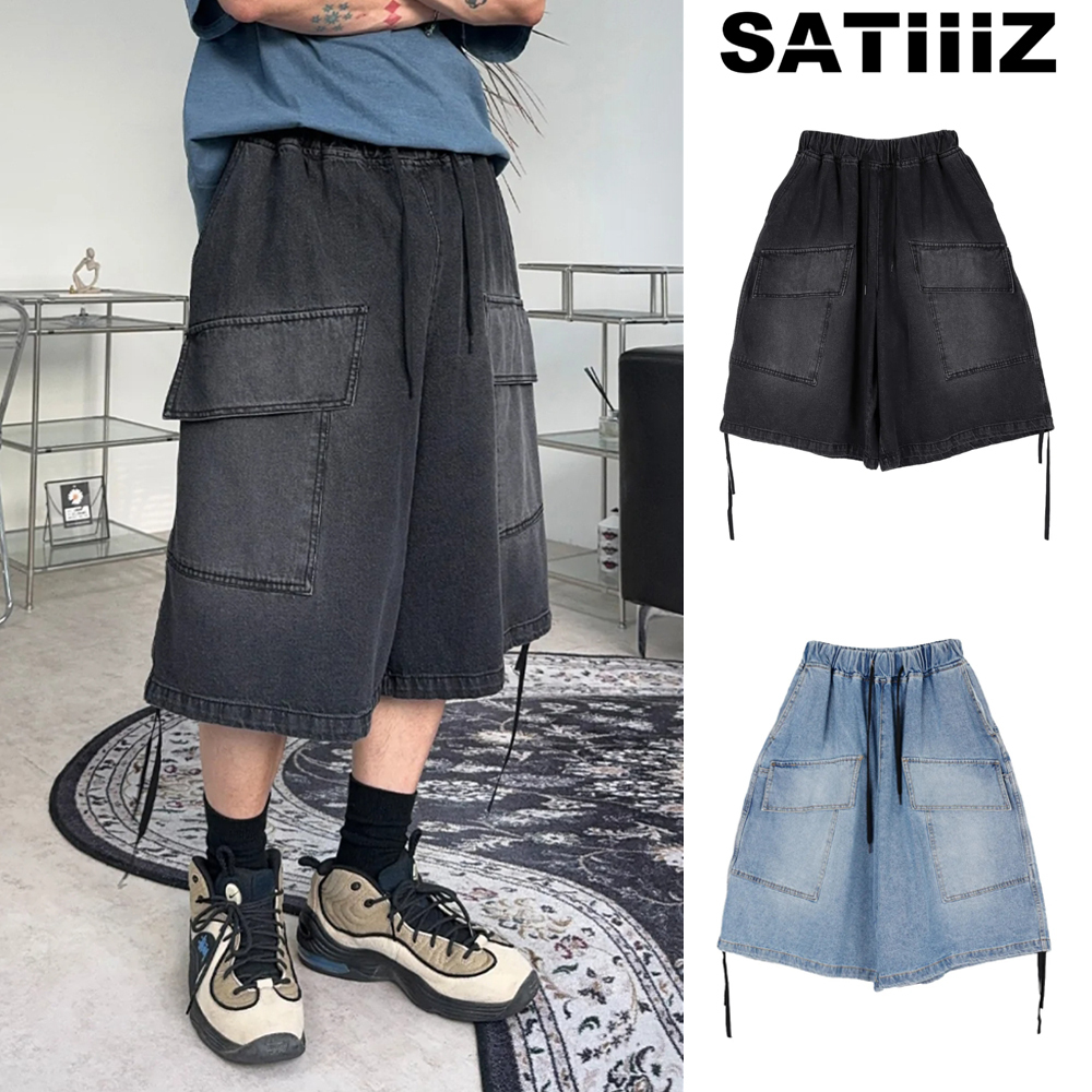 【SATIIIZ】Dusson Front Cargo Bermuda Denim Pants