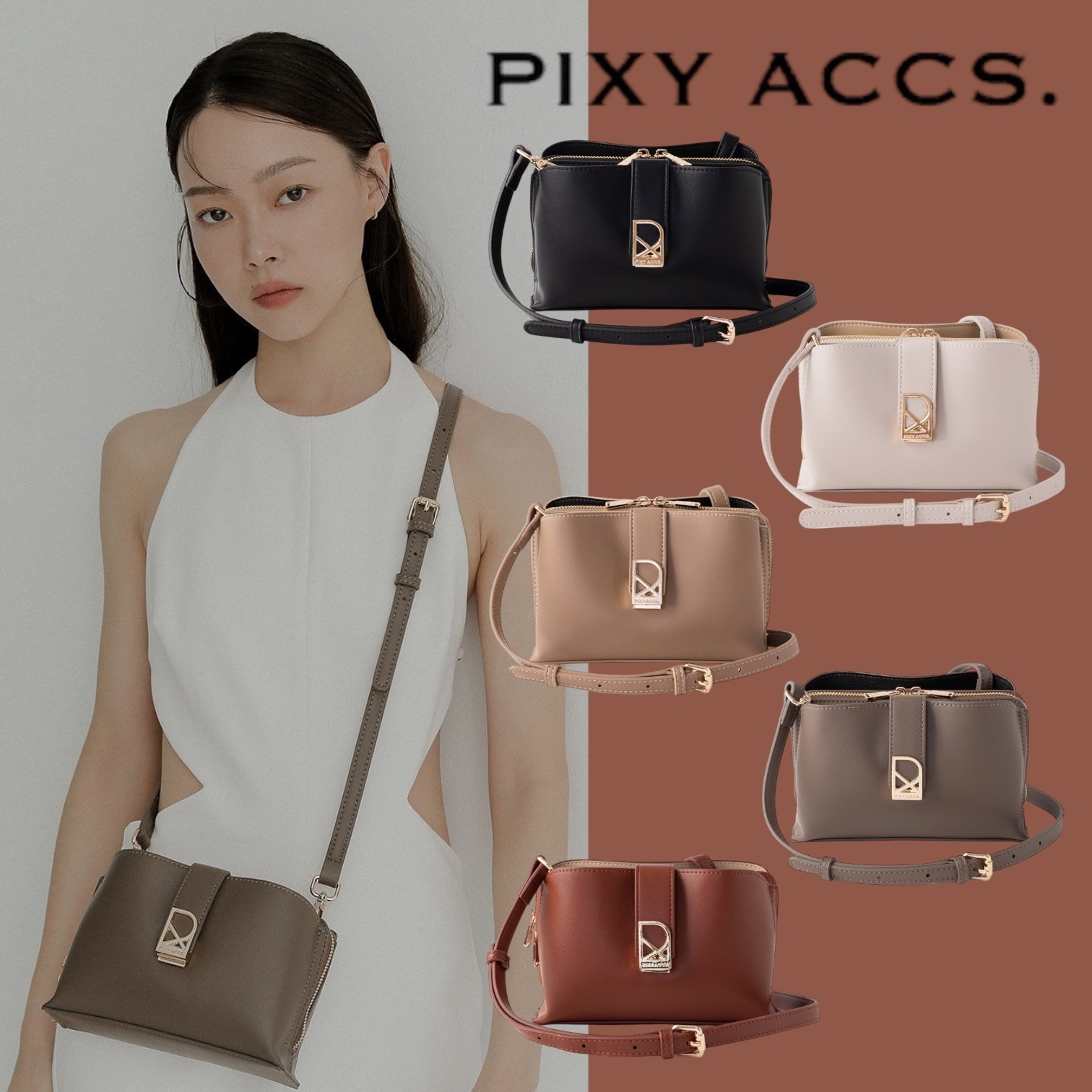 ★PIXY ACCS.★微光率性多夾層小包 ショルダーバック/送料込