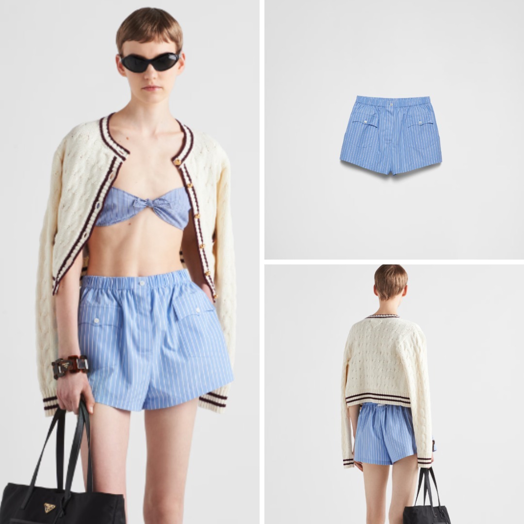《送料無料》 PRADA Striped poplin shorts