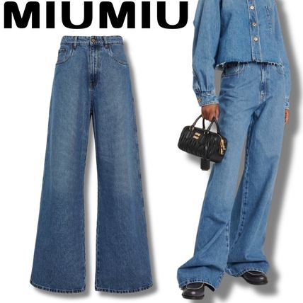 MiuMiu ミュウミュウ ジーンズ ロゴ ハイウエスト フリンジ ハイウエスト MiuMiu(ミュウミュウ) デニム・ジーパン