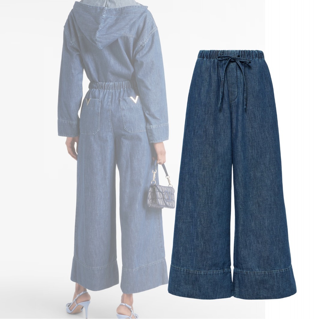 【VALENTINO】ハイライズ シャンブレーデニム ジーンズ ワイド