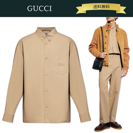 【GUCCI】GGジャカードコットンシャツ 832581XDDCG1000 プリント GGコットン ジャカード シャツレッド＆ホワイト