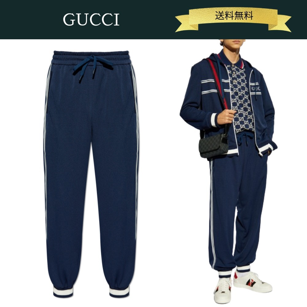 【送料込】GUCCI 24AW Gucci Lido ストライプ ジョギングパンツ