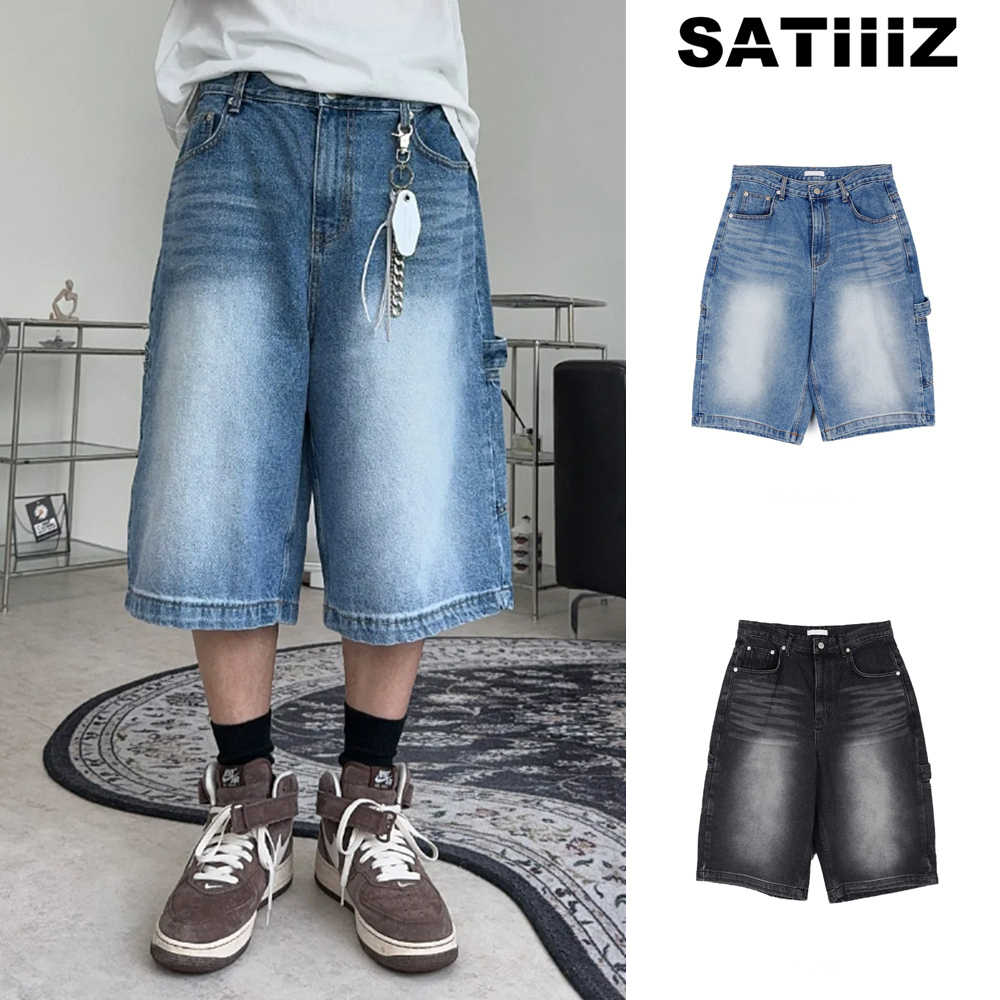 【SATIIIZ】Debed Washing Carpenter Bermuda Denim Pants