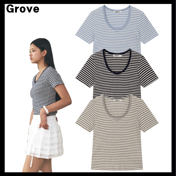 ★関税/送料込★Grove★Stripe Sand T-shirt