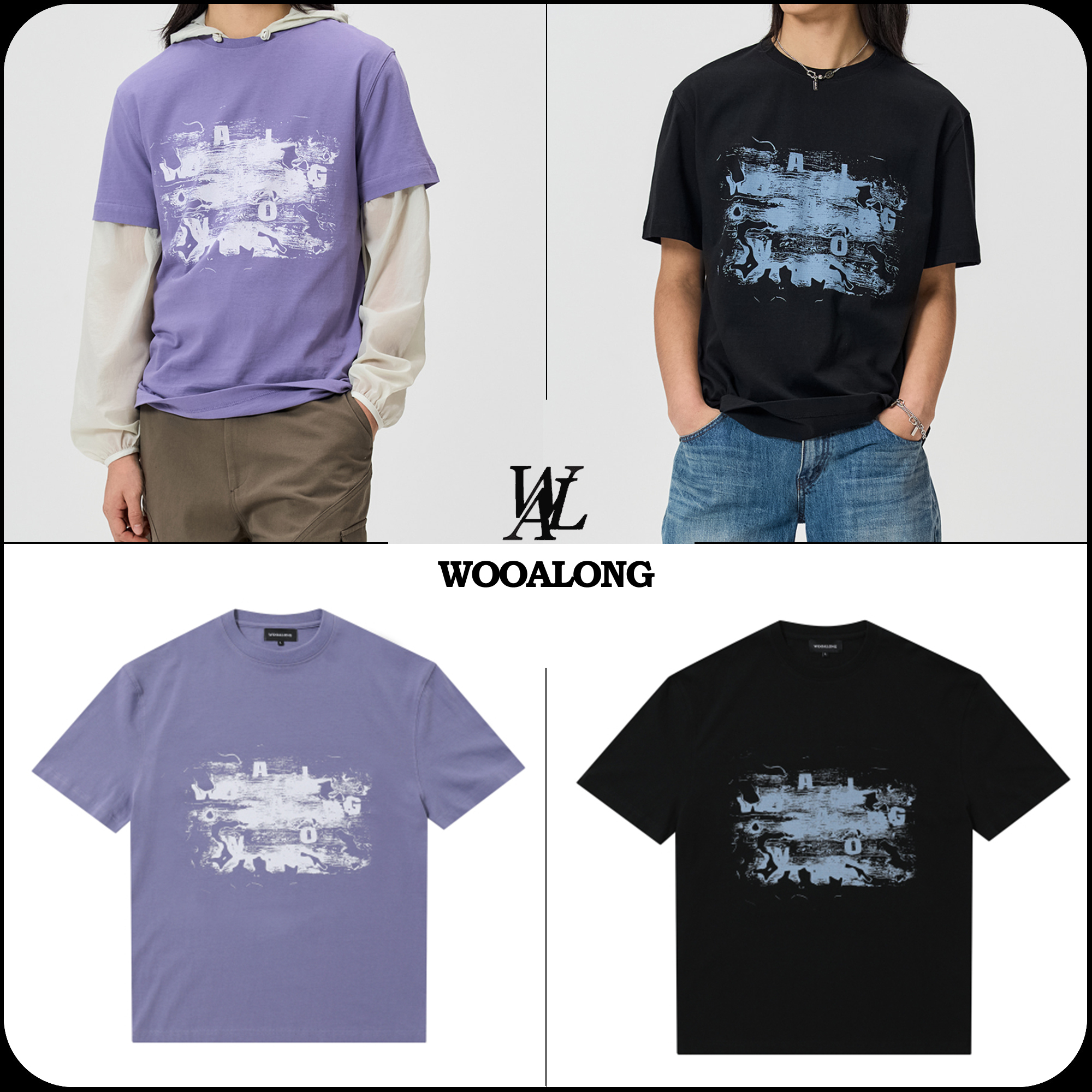 [WOOALONG]★24SS★韓国人気★Graphic half sleeve T-Shirts
