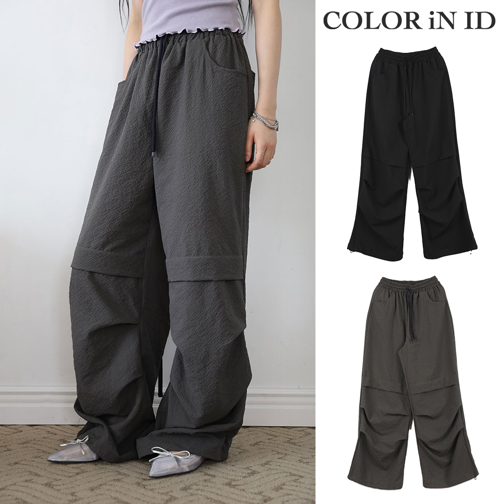 【COLOR iN ID】Small check back tape pants