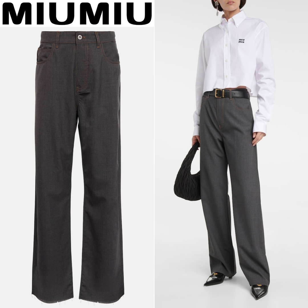 VIP☆BURBERRY ウールツイル ワイドレッグパンツ ボトムス
