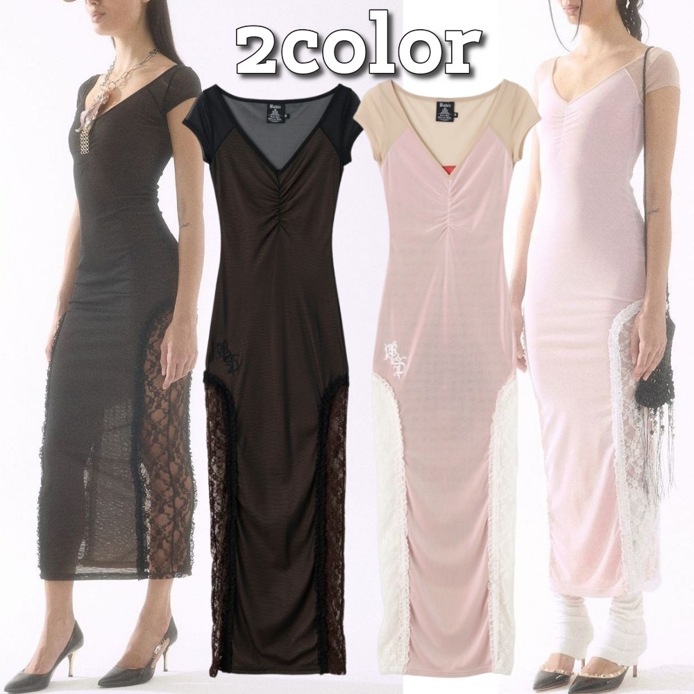 BADEE★韓国★人気★Side Lace Sheer Dress 2色 レース