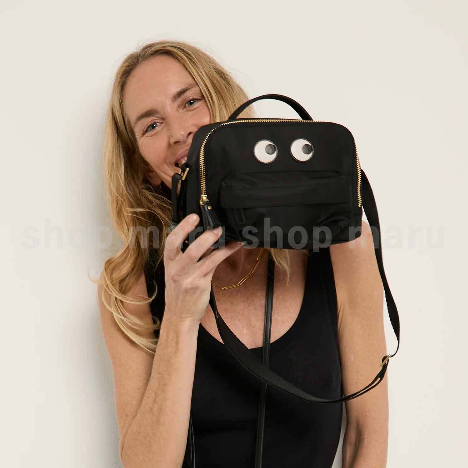Anya Hindmarch◇アイズクロスボディバッグ◇ブラック (Anya