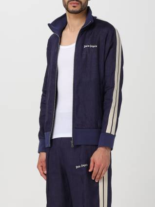 【Palm Angels】ロゴ リネン トラックジャケット ネイビー Palm Angels】ロゴ リネン トラックジャケット ネイビー