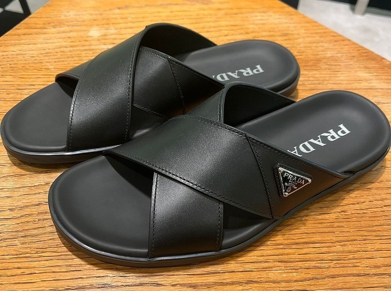 サンダル PRADA 2X3111_3LEM LEAHTER CRISCROSS SLIDES