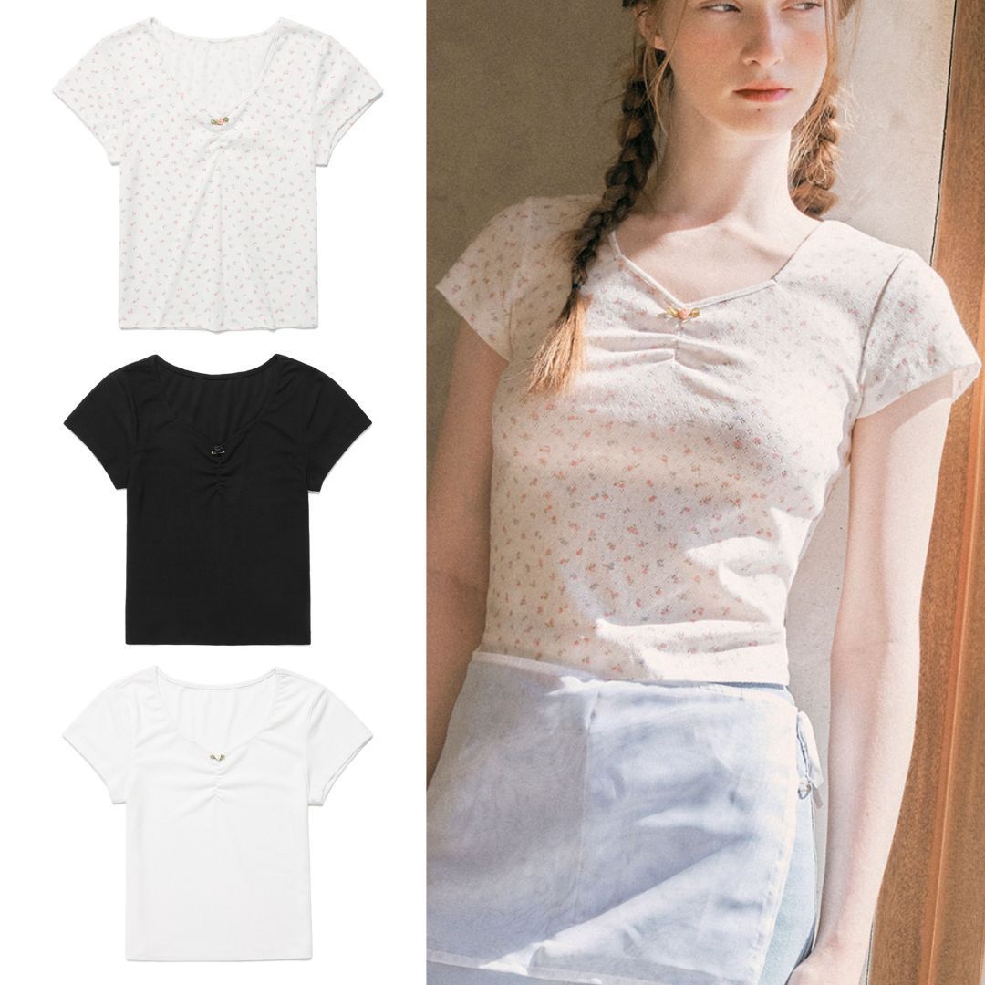 Tシャツ・カットソー ROLAROLA SHIRRING SKASHI T-SHIRT 4BUK190