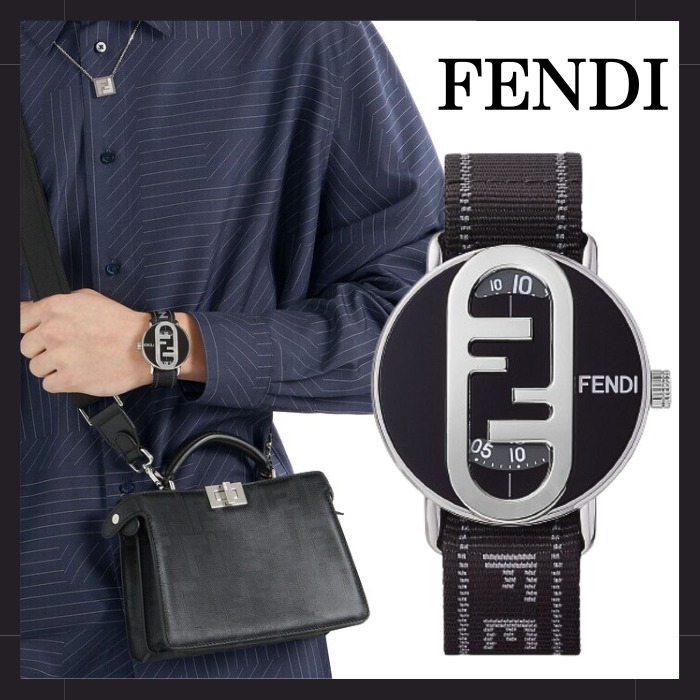 FENDI】42 mm フェンディ O´Lock ロゴ入りラウンド型腕時計 腕時計