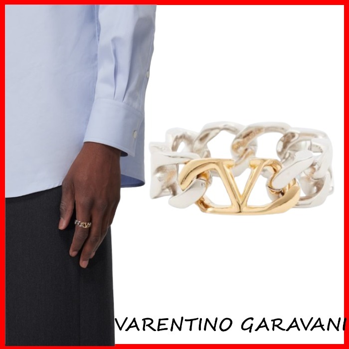 VALENTINO GARAVANI Vロゴ チェーン リング 指輪 シルバー
