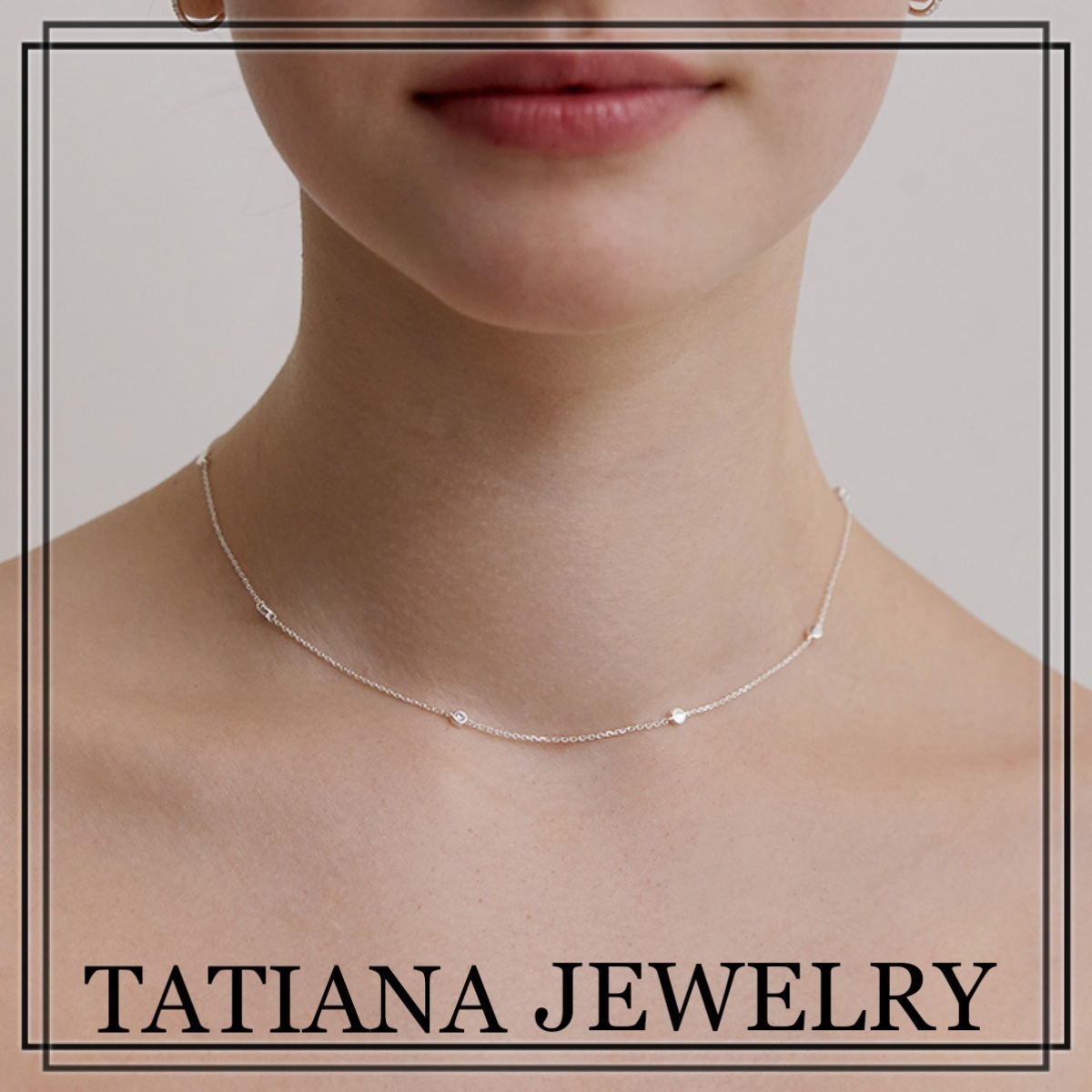 【TATIANA】(Silver925) Bezel Dot Chain Necklace 韓国発