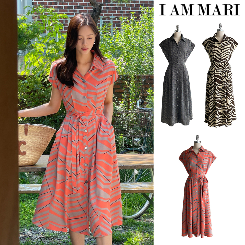 【I AM MARI】Levinde Pattern Banding Shirt One Piece