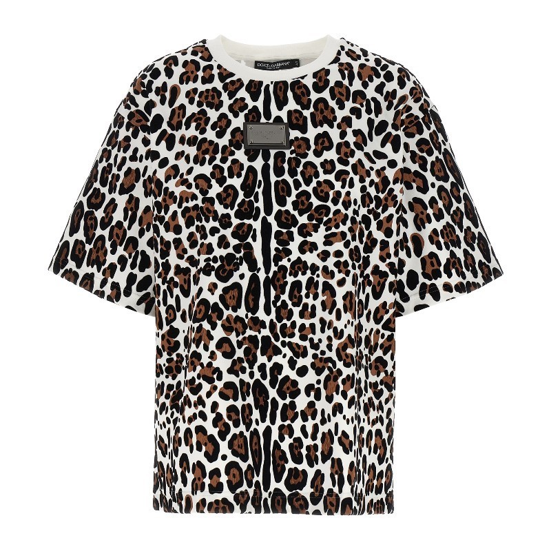 Tシャツ・カットソー Dolce & Gabbana Animal print logo plaque T-shirt