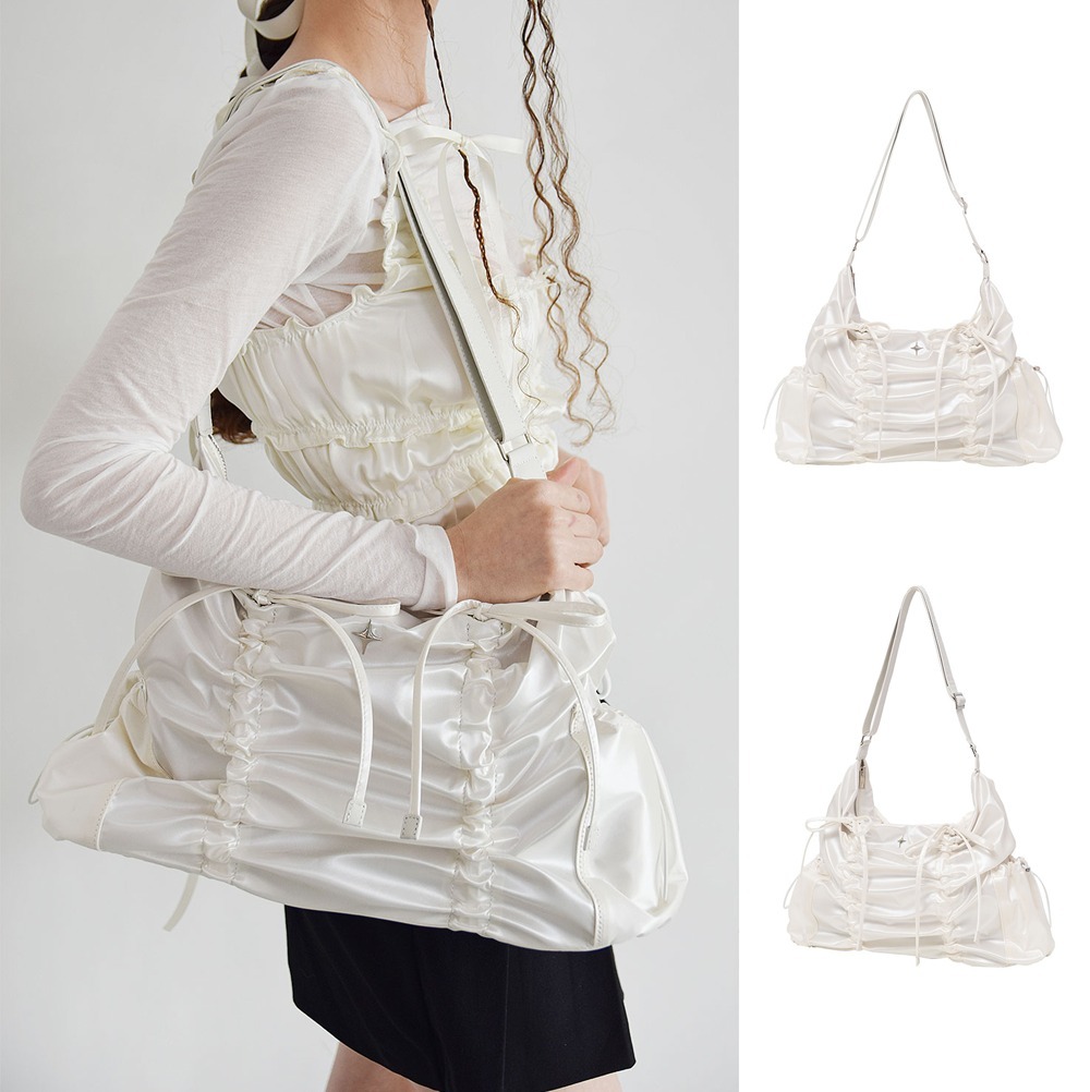 ショルダーバッグ・ポシェット For Appeal String Ribbon Large Hobo Bag Glossy White