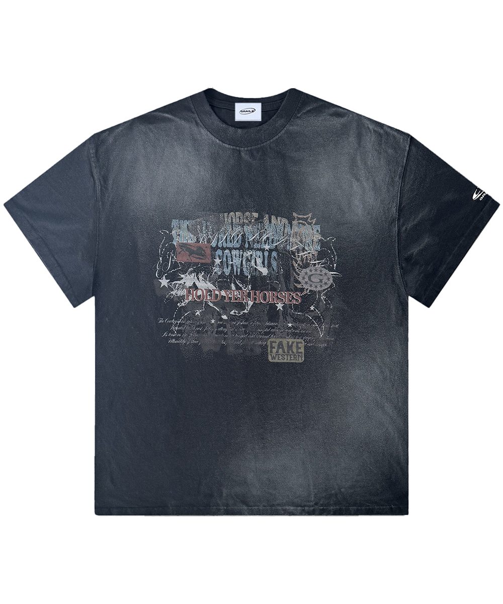 【GRAILZ】OVERLAP WASHED T-SHIRTS [BLACK]