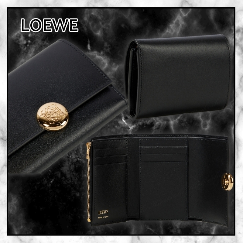 ◆LOEWE 24SS 最新作◆ペブルド レザー 三つ折り 財布/Black◆