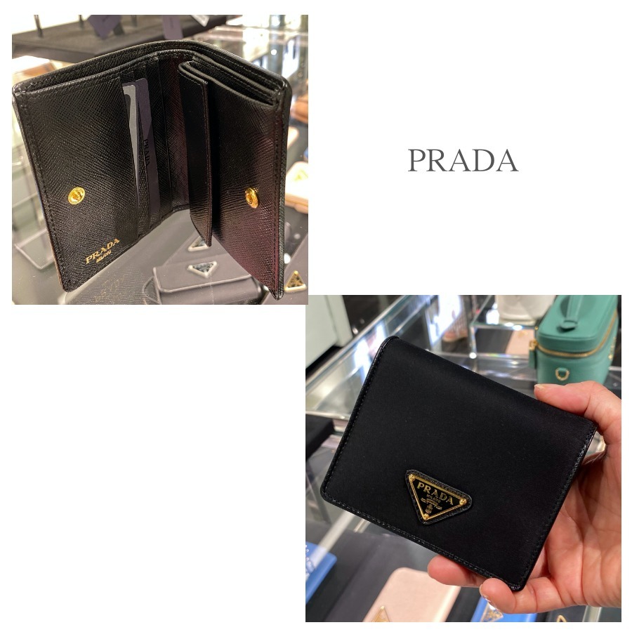 関税込★PRADA★Re-Nylon/ サフィアーノレザー 2つ折り財布