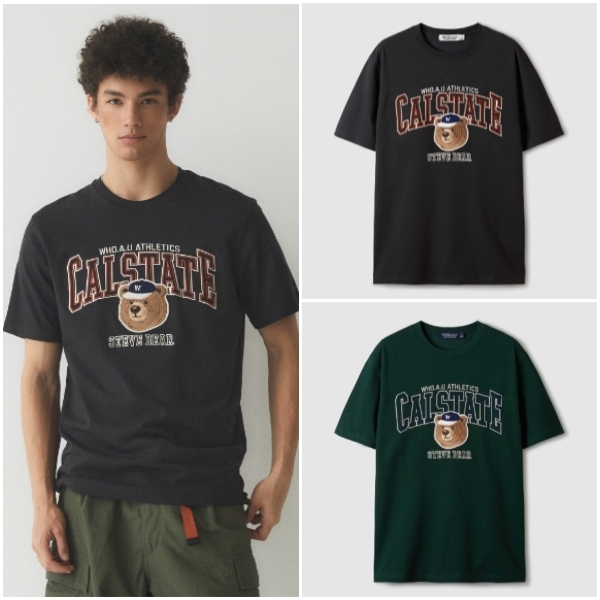 【WHO.A.U】Steve Campus Patch T-shirt[B]
