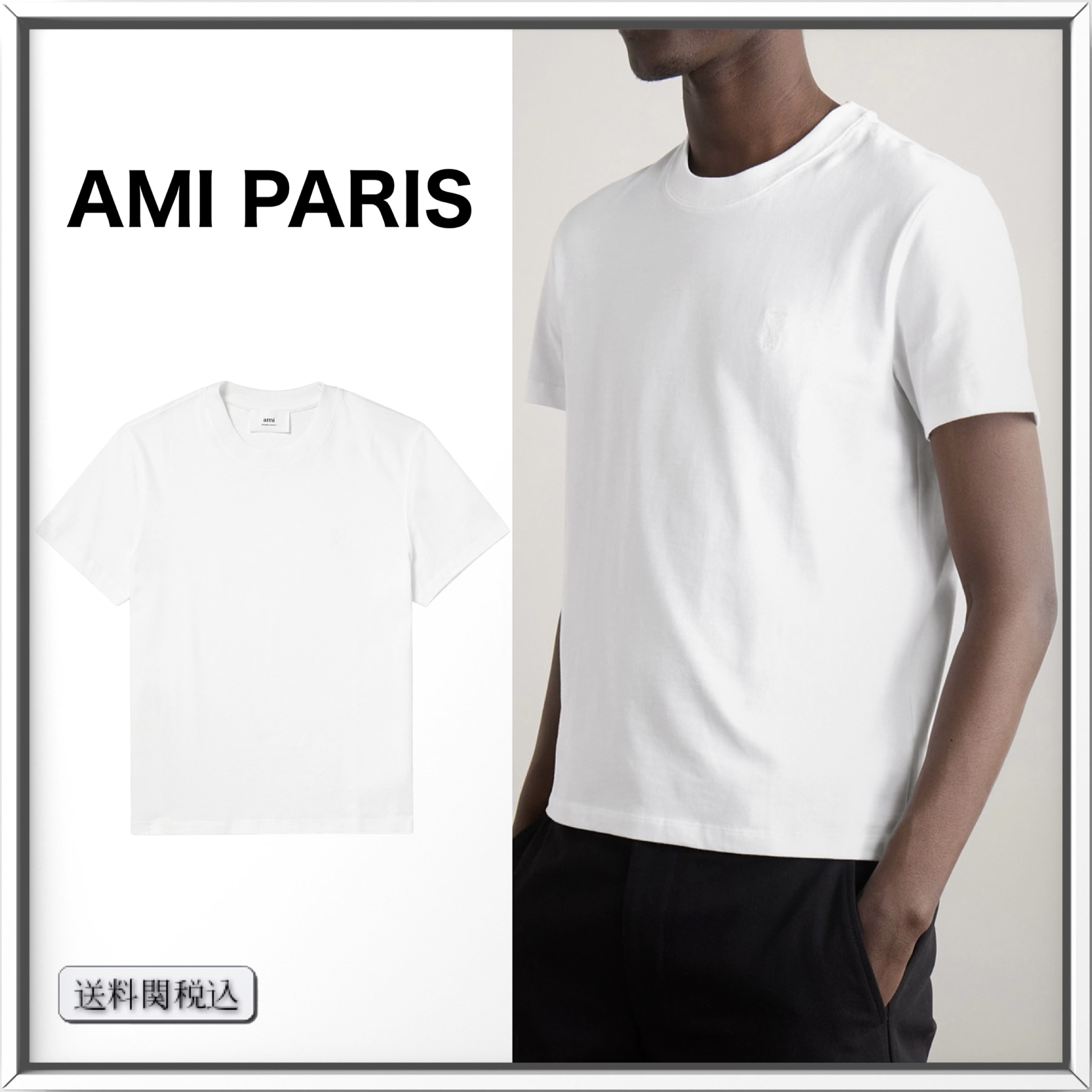 AMI PARIS ロゴ エンブロイダリー コットン Tシャツ 人気