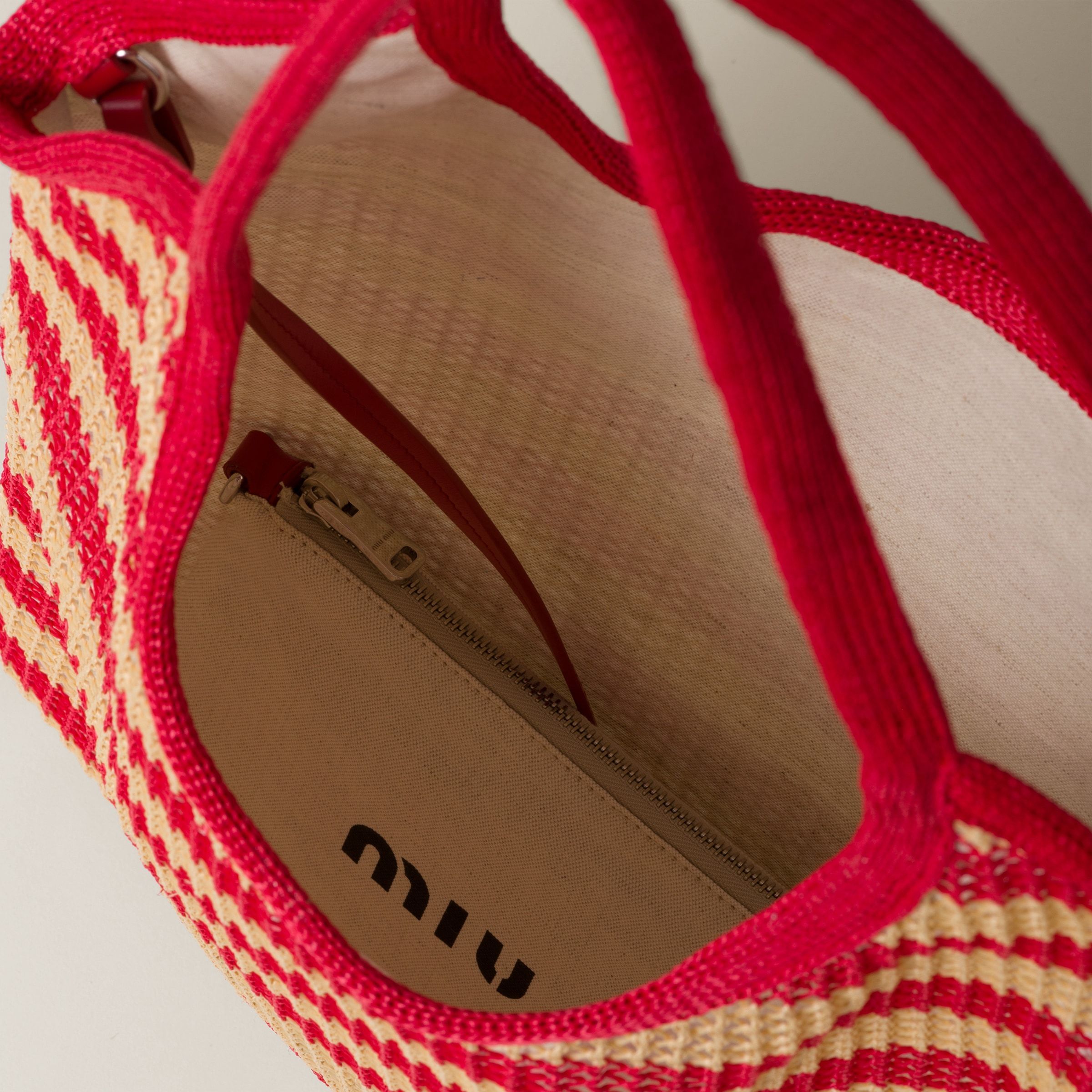 《送料無料》 MIU MIU Fabric and linen tote bag