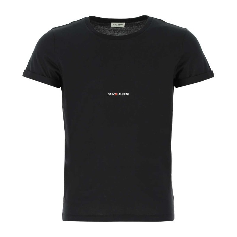 Tシャツ・カットソー Saint Laurent FW25 Black cotton t-shirt (464572YB2DQ 1000)